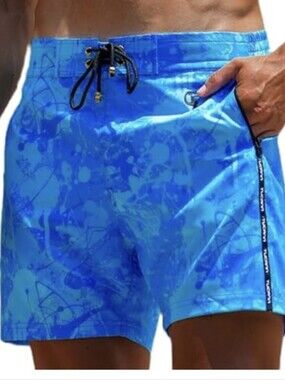 TUCANN Blue Splatter Men's 5" Swim Shorts